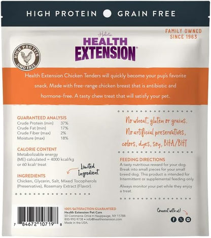 Health Extension Grain-Free Chicken Tenders Dog Treats, 4oz (113g) – Natural, Crispy Gourmet Training Treats for Adult Dogs and Puppies (Pack of 3)