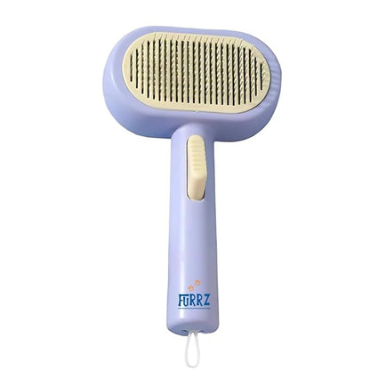 Self-Cleaning Pet Brush for Dogs & Cats – Double-Sided Deshedding Comb & Fur Remover Tool, Gentle Grooming for Long & Short Haired Pets, Effectively Removes Loose Fur (Lilac)