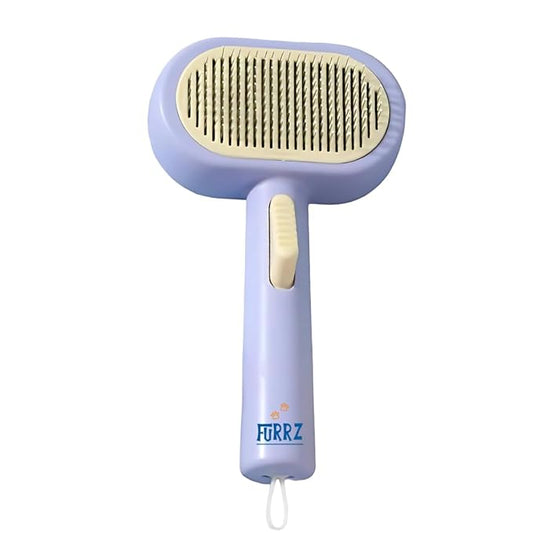 Self-Cleaning Pet Brush for Dogs & Cats – Double-Sided Deshedding Comb & Fur Remover Tool, Gentle Grooming for Long & Short Haired Pets, Effectively Removes Loose Fur (Lilac)