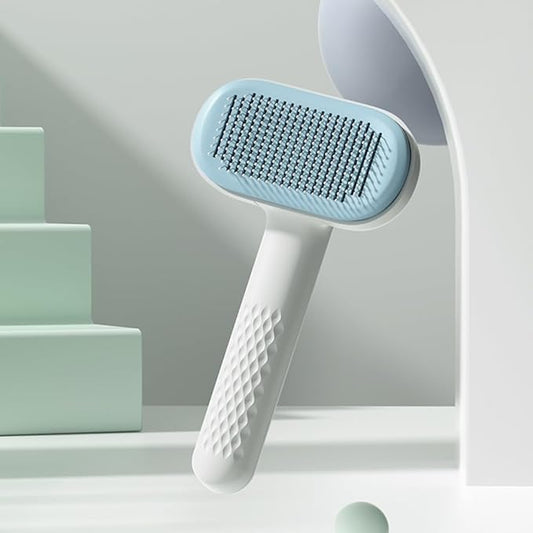 Self Cleaning Slicker Brush,Pet Grooming Brushes For Long Short Haired Dogs Cats, Removes Loose Undercoat & Tangled Hair And Shedding Hair Fur, For All Kind Of Animals (blue)