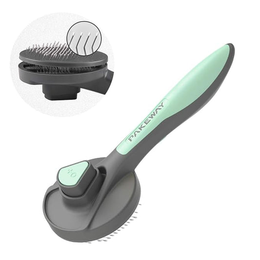 AULEODOR Self-Cleaning Grooming Brush for Dogs Cats Rabbits Pet Brush for Massage Shedding Fur Comb for Long & Short Haired Deshedding Tool Removes Loose Undercoat Mats Tangled Hair(Green)