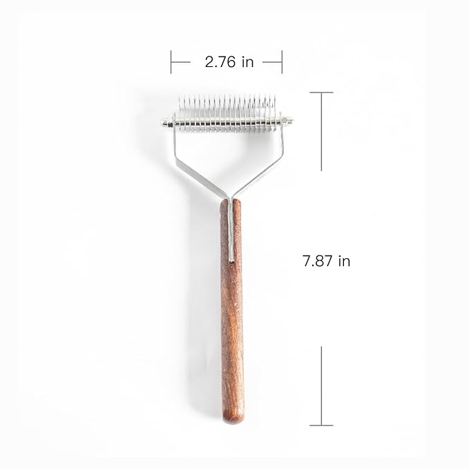 Pet Dematting Rake with 2 Sided Professional Pet Grooming Rake for Dogs and Cats 20-Blades Deshedding Detangle Thinning Undercoat Comb and Face Comb Kit with Wooden Handle