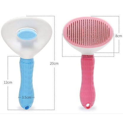 Self-Cleaning Slicker Brush for Deshedding Pets - Smooth Handle with Cleaning Button, Ideal for Grooming and Massaging Dogs and Cats (Blue)