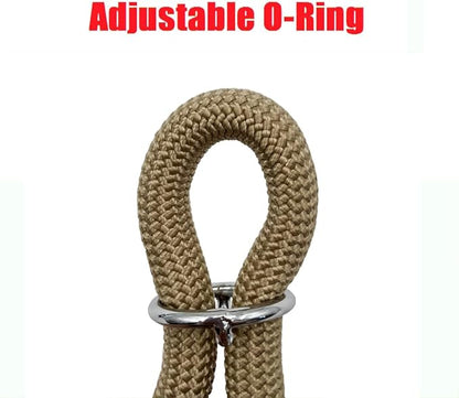 Braided Collar, Pro Training Dog Collar, No Pull Round Collar, Slip Collar with Slidable Stop Ring - Ideal for Medium/Large Dogs (M+(1/2") - 18" Long, Khaki)