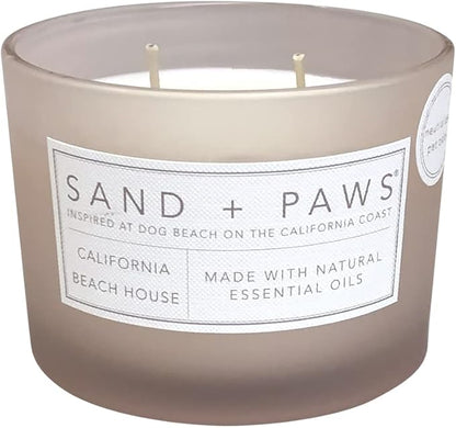 Sand + Paws Scented Candle - California Beach Houses –Luxurious Air Freshening Jar Candles Neutralize pet Odors and Enhance Home décor – 100% Cotton Lead-Free wicks-12oz