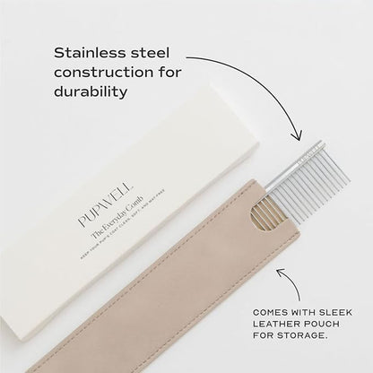 Stainless Steel Metal Everyday Dog Comb for Grooming and Removing Tangles and Knots with Rounded Teeth and Good for All Dogs