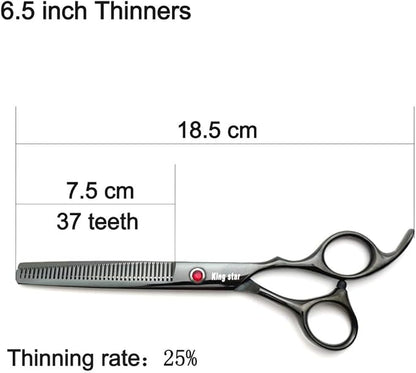 Kingstar 7.0in Professional Pet Grooming Scissors Set,Straight & Thinning & Curved Scissors 3pcs Set with Comb for Dog Grooming,A419 (Black-Grey)