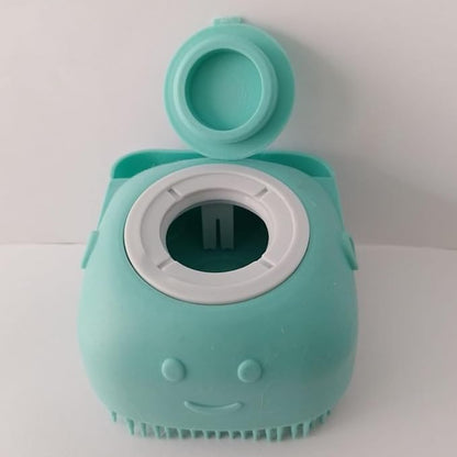 Dog Cat Bath Brush with Shampoo or Soap Dispenser, useful for Grooming, Washing and Massaging your Pet with Soft silicone Rubber Bristles