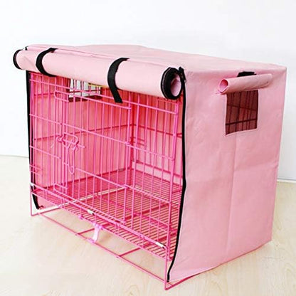 Pssopp Dog Crate Cover, Long Last Service Pet Kennel Cover Dog Cage Cover Waterproof Dog Kennel Cover for Medium Dog (Pink M)
