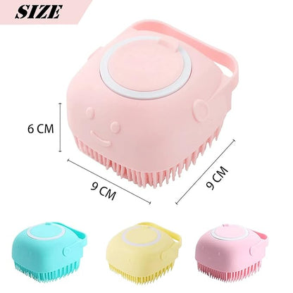 Silicone Grooming Brush for Dogs and Cats - Short and Long Hair Cleaning and Washing (Pink)