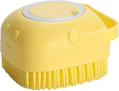 Pet Bath Brush Scrubber,Silicone Bath Brush Filling Liquid,Pet Massage Brush Bath Shampoo Brush,Hair Fur Grooming Cleaning For Short Long Haired Dogs And Cats (Yellow)