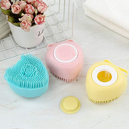 Pet Bath Comb Brush,Hovico 2 in 1 Pet Brush Bath Massage Brush,Soap and Shampoo Dispenser for Daily Grooming, Dog Washing Brush for Long Short Haired Dogs and Cats(3Pcs)