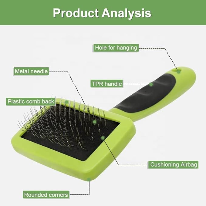 Slicker Brush for Pets. Dogs and Cats. Grooming Tool For Loose and Tangled Fur or Hair . Long Pins Long Hair Grooming Brush (Medium)