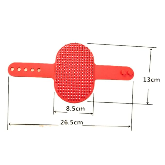 Pet Rubber Grooming Brush Bath Brush Massager with Adjustable Loop Handle Stainless Steel Pin, Random Color