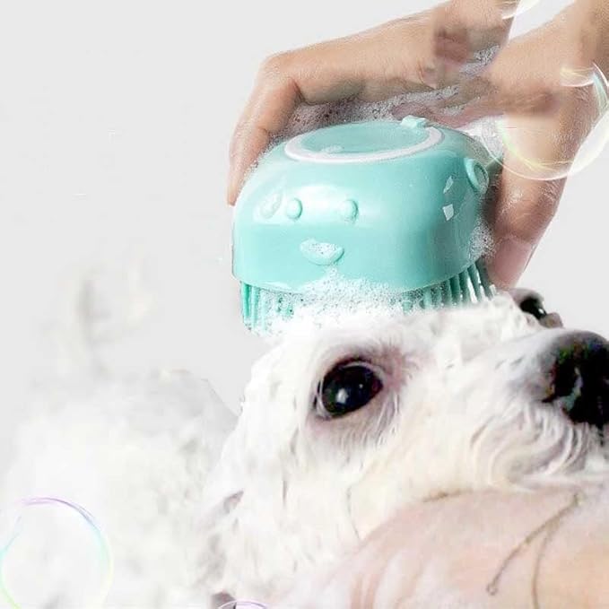 Silicone Dog Bath Brush for Grooming and Cleaning Short and Long-Haired Dogs and Cats (Yellow&Pink)