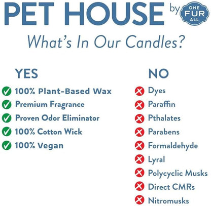 One Fur All Pet House Candle Plant-Based/Soy Candle - Clean Burning Scented Candles, Long Lasting Pet Odor Candles for Home - Apple Cider