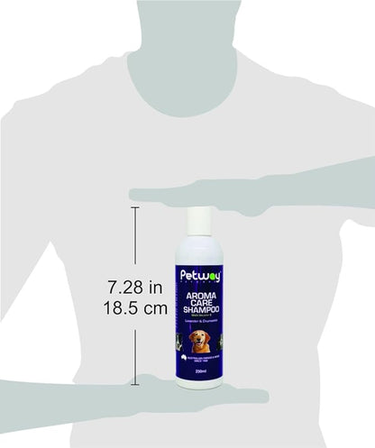 Petcare Dog Shampoo, Aroma Care Pet Hair Shampoo with Lavender, Chamomile & Vitamin E for Natural Coat & Skin Conditioning, Safe for Small Pets, Free of Phosphates, Parabens & Enzymes, 250ml