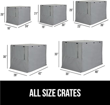 GORILLA GRIP Dog Crate Covers Compatible with Amazon Basics Dog Crates, All Sides Open, Privacy Cover Fits 30" Wire Kennel, Breathable Mesh Windows, Light Reducing Puppy Training Cage Topper, Gray