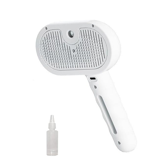 3 - in - 1 Pet Steam Brush for Cats & Dogs - Suitable for All Hair Types! One - Click Spray; Comfortable Massage; Superior Deshedding & Skin Care; Quiet Operation at ≤36dB (White)
