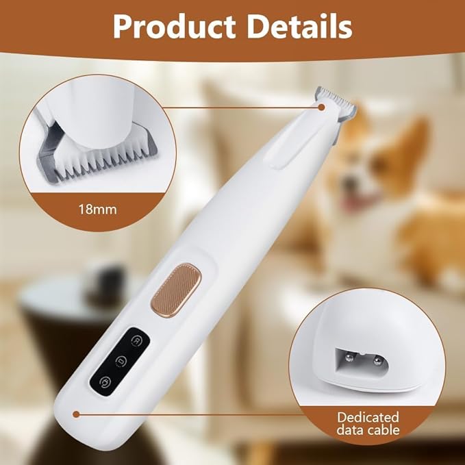 Upgraded Dog Paw Trimmer, Paw Trimmer for Dogs, Rechargeable Pet Shaver with LED Light, Low Noise Pet Hair Clippers for Paws Eyes Ears Face Rump (Pink)