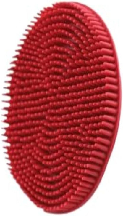 Soft Rubber Curry Brush Dogs, Small Short Hair Dogs and Cats, Dog Bath Brush, Reduce Shedding, Gentle Bristles for Grooming, Massage and Stimulates Hair, Remove Loose Fur, Red, 2.8 Inch