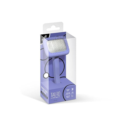 TAURO PRO LINE - Slicker Brush Rectangular S | Premium brush for dogs & cats with soft, flexible cushion ergonomic design. | Included:1x grooming brush in Purple, Dimensions: Rectangular, 2,7 x 6.2in