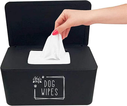 Moorfowl Woof Woof Dog Wipes Dispenser,Upgarde Size(8.2L x 4.9W x 3.9H inches),Grooming Butt Wipes Container Holder for Dog Paw