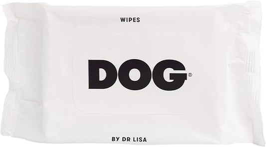 DOG by Dr Lisa - Dog Travel Wipes - Plant-Based - Natural Bathing Wipes for Dogs - Made from 100% Compostable Bamboo - Vet-Created - Vegan - Non-Toxic - Travel Size - Carton (20 per Box)