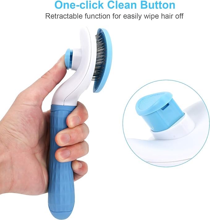 Pet Massaging Tool Dog Hair Deshedding Pet Grooming Brush | All Hair Types - Blue