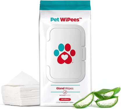 Pet Parents® Pet WiPees™ Gland, Dog Wipes for Paws & Butt, Cat & Dog Butt Wipes, Dog & Cat Gland Cleaning Wipes, 100ct (100 Count (Pack of 1), Natural)