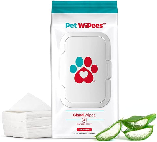 Pet Parents® Pet WiPees™ Gland, Dog Wipes for Paws & Butt, Cat & Dog Butt Wipes, Dog & Cat Gland Cleaning Wipes, 100ct (100 Count (Pack of 1), Natural)