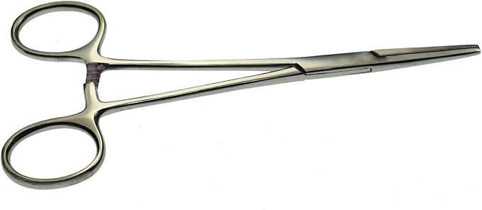 Professional Stainless Steel Pets Dogs Cats Hemostat Forceps Scissors Ear Hair Clamp Pulling Shears Plier Pet Dog Trimmer Accessories Straight Curved Silver 5.5 Inch (Straight)