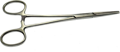 Professional Stainless Steel Pets Dogs Cats Hemostat Forceps Scissors Ear Hair Clamp Pulling Shears Plier Pet Dog Trimmer Accessories Straight Curved Silver 5.5 Inch (Straight)