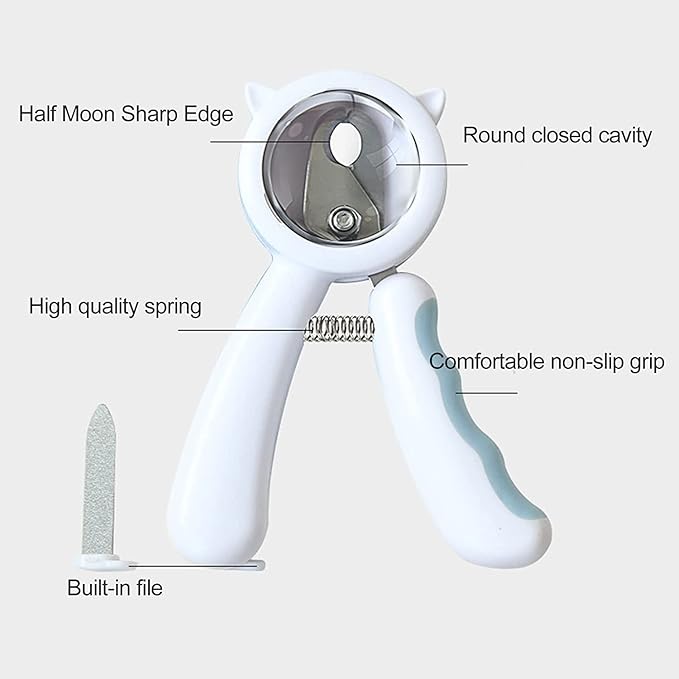 Pet Nail Clippers, Avoid Nails Flying Everywhere, Transparent Nail Storage Compartment Design, Independent Storage Files, Stainless Steel Pet Nail Clippers (Blue)