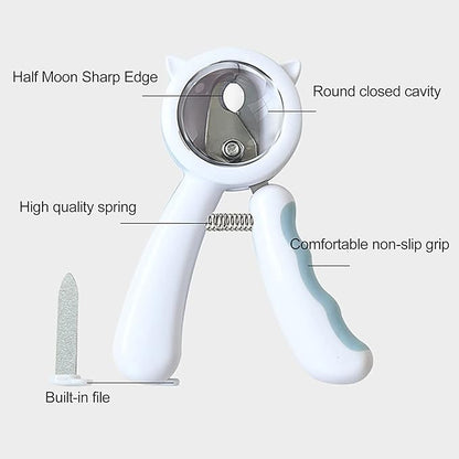 Pet Nail Clippers, Avoid Nails Flying Everywhere, Transparent Nail Storage Compartment Design, Independent Storage Files, Stainless Steel Pet Nail Clippers (Blue)