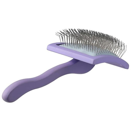 Slicker Brush, Long Pin Brush, Pet Comb, Dematting Tool with Stainless Steel Pins, Large(Black or Purple)(Purple)