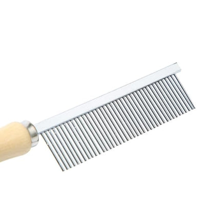 Silver Dog and Cat Combs For Grooming Long Haired Cats and Dogs - Pet Dog Cat Comb Stainless Steel Pin Teeth Wooden Handle Grooming Fur Hair Brush - Comb Removes and Prevents Matted Fur，Grooming