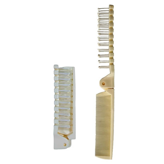 Foldable Dual-Head Puppy Brush Small Dogs Interchangeable Combs Soft Bristles Portable Grooming Tool Yorkie Shih Tzu Maltipoo (White)