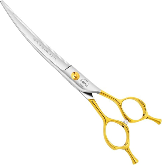 HASHIMOTO Curved Scissors for Dog Grooming, Light Weight, 7.0 inch, 30 Degree Curved Blade, Professional or DIY Use