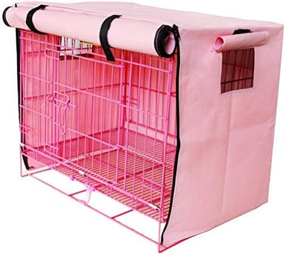 Pssopp Dog Crate Cover, Long Last Service Pet Kennel Cover Dog Cage Cover Waterproof Dog Kennel Cover for Medium Dog (Pink M)