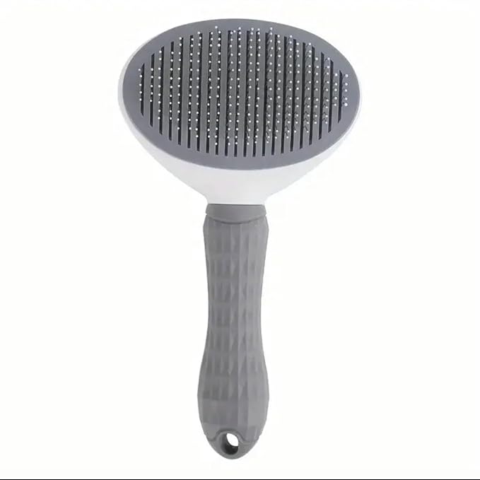 Pet Grooming Brush, Self Cleaning Pet Brush For Dogs and Cats with Release Button, Grey