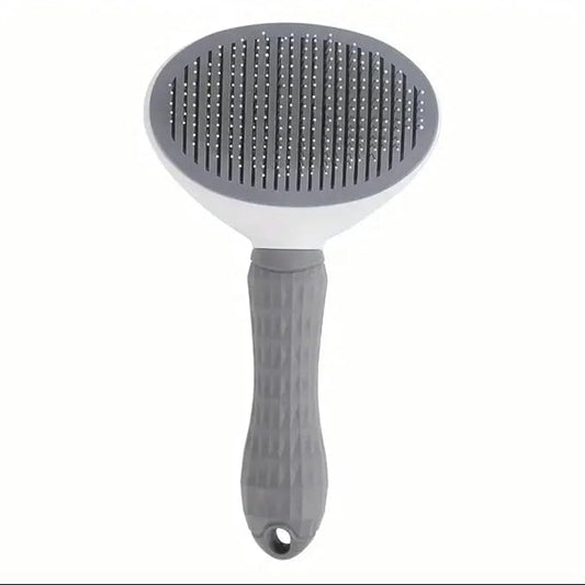 Pet Grooming Brush, Self Cleaning Pet Brush For Dogs and Cats with Release Button, Grey