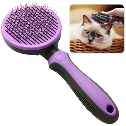 Self Cleaning Slicker Brush Pet Grooming Brush Tool Upgraded Cat Deshedding Brush Dog Shedding Brush Removes Loose Undercoat, Mats, Tangled Hair(Purple)