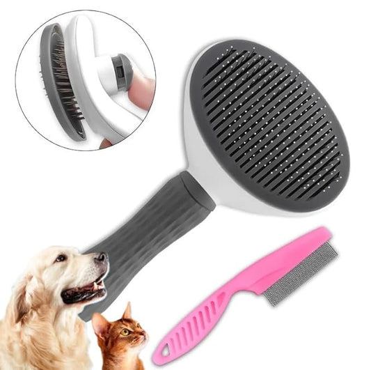 Self Cleaning Slicker Brush - Dog Cat Bunny Pet Grooming Shedding Brush - Easy to Remove Loose Undercoat - Pet Massaging Tool Suitable for Pets with Long or Short Hair…