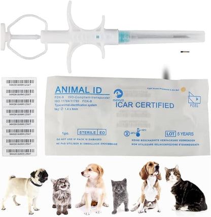 YANZEO 200Pcs 2.12x12mm Pet Microchip 134.2khz FDX-B/ISO11784/ISO11785 Animal Implant Chip Pet ID Microchip for Dog Cat Sheep Cow Pig Mice Rat,Guinea Pig,Laboratory Animals,Free Lifetime Registration