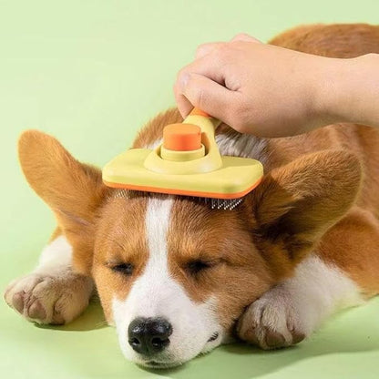 Self-Cleaning Pet Grooming Brush for Dogs & Cats (Green)