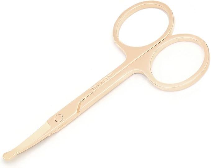 3.5 Inch Silent Pet Grooming Tiny Safety Scissors for Cats & Dogs - Quiet Alternative to Electric Clippers for Sensitive Pets (Golden-Curved)