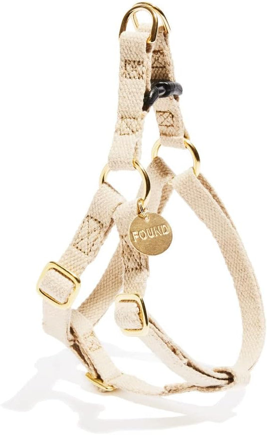 Found My Animal - Natural Cotton Cat & Dog Harness (Extra Small) - Hand Dyed & Crafted Dog Harness - Adjustable, Pet Harness with Solid Brass Rings & Buckle - Dog Training Harness - Made in USA