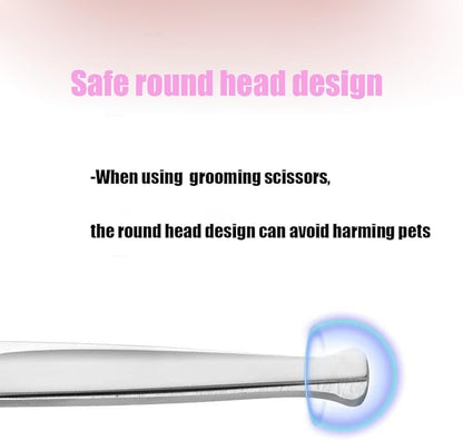 Dog Grooming Scissors,Pet Hair Scissors with Safety Round Tips Heavy Duty Titanium Stainless Steel Professional Dogs Cats Pets Grooming Shears (Round head straight scissors)