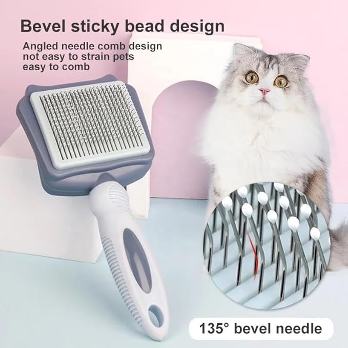 Self-Cleaning Pet Pin Brush with Sticky Beads, Removes Loose Fur and Tangles,pack of 2